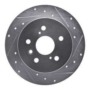 Lexus ES300H Brake Rotor (1) - Rear Right - R1 Concepts - Drilled & Slotted - Silver - `12-`18